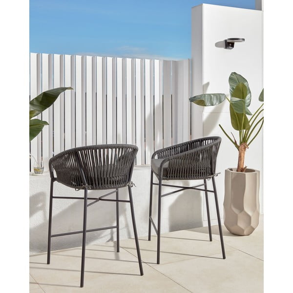 Crna metalna/podstavljena vrtna barska stolica Yanet – Kave Home-image-2