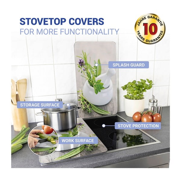 Set od 2 staklena poklopca za štednjak Wenkooo Herbal, 52 x 30 cm-image-4