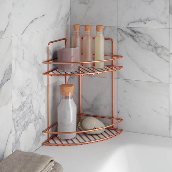 Kutna dvoetažna polica za kupaonicu Metaltex Copper-image-1