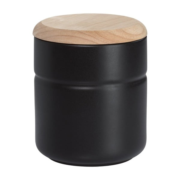 Crna porculanska staklenka s drvenim poklopcem Maxwell & Williams Tint, 600 ml
