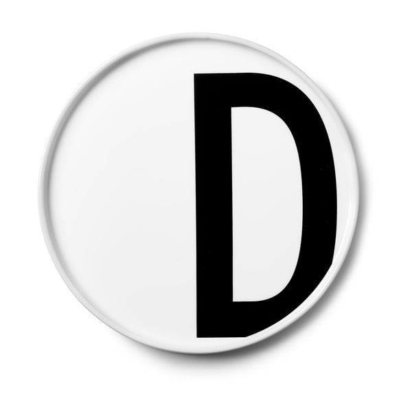 Bijeli porculanski desertni tanjur Design Letters D, ø 21,5 cm