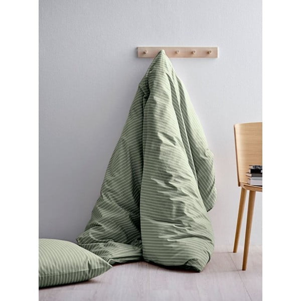 Svijetlo zelena posteljina od ranforce pamuka Södahl Stripes, 140 x 200 cm-image-1