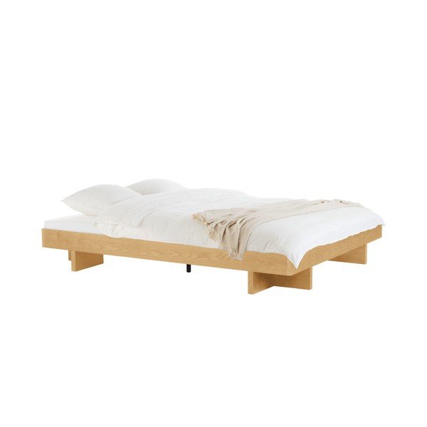 Bračni krevet od MDF-a u dekoru hrasta bez uzglavlja s podnicom 180x200 cm u prirodnoj boji Kito – noo.ma