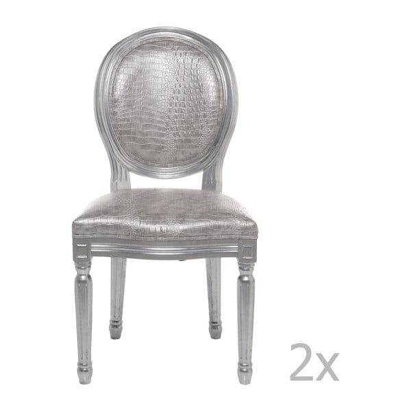 Set od 2 blagovaonske stolice u srebrnoj boji Kare Design Louis