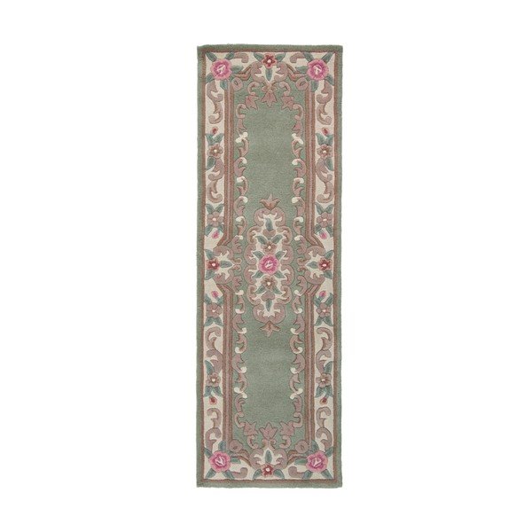 Zelena vunena staza Flair Rugs Aubusson, 67 x 210 cm