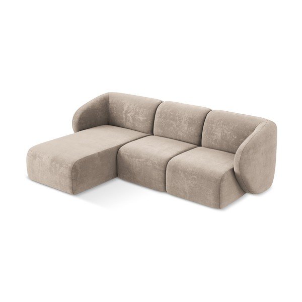 Svjetlo smeđa kutna garnitura od šenila (s lijevim kutom/s ležaljkom) Lani – Makamii-image-2