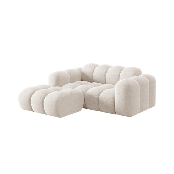 Krem kutna garnitura od šenila (s lijevim kutom/s ležaljkom) Treno – Cosmopolitan Design-image-1