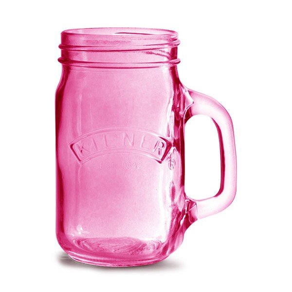 Čaša s ušom Kilner 350 ml, roza