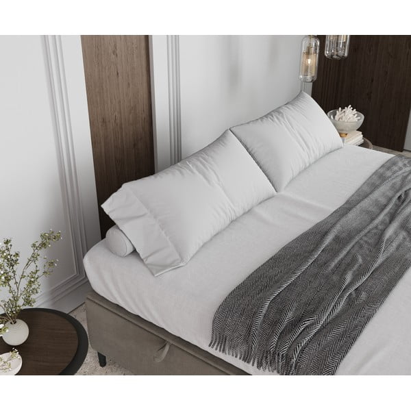 Krem tapecirani bračni krevet s prostorom za pohranu 140x200 cm Tate – Maison de Rêve-image-4