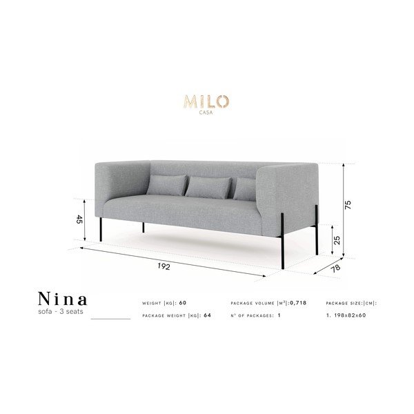 Žuti trosjed Milo Casa Nina, 192 cm-image-4