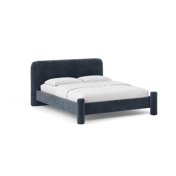 Tamno plavi tapecirani bračni krevet s podnicom 140x200 cm Vera – Micadoni 