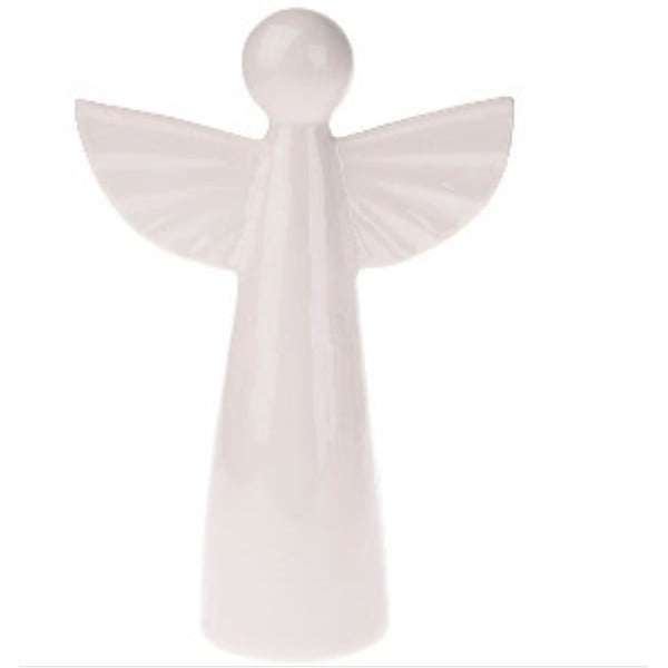 Bijela keramička dekoracija u obliku anđela, visina 12,6 cm