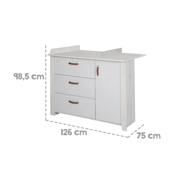 Bijela niska dječja komoda s promjenjivim stolom 126x99 cm Mila – Roba-image-3