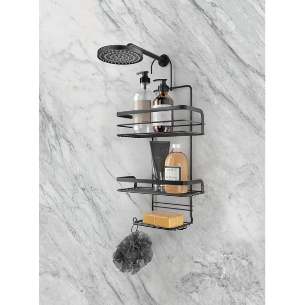 Crna viseća kupaonska polica Metaltex Origin Lava-image-1