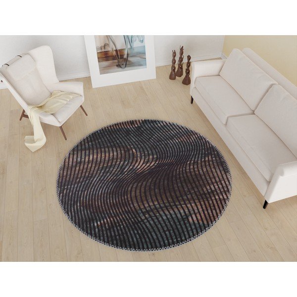 Crni perivi okrugli tepih ø 80 cm – Vitaus-image-1