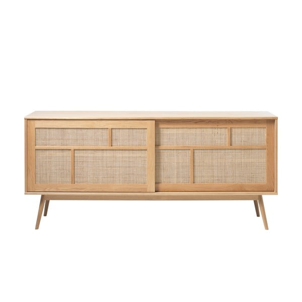 Niska komoda u dekoru hrasta s kliznim vratima u prirodnoj boji 180x80 cm Barrali – Unique Furniture