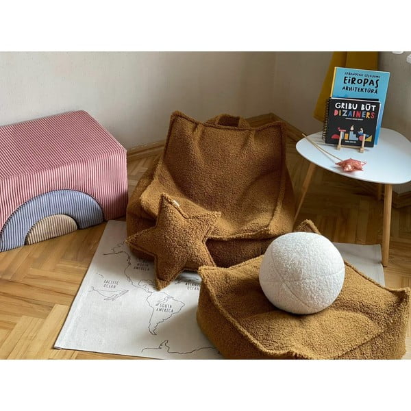 Smeđi dječji jastuk za sjedenje od bouclé tkanine Star – Wigiwama-image-2