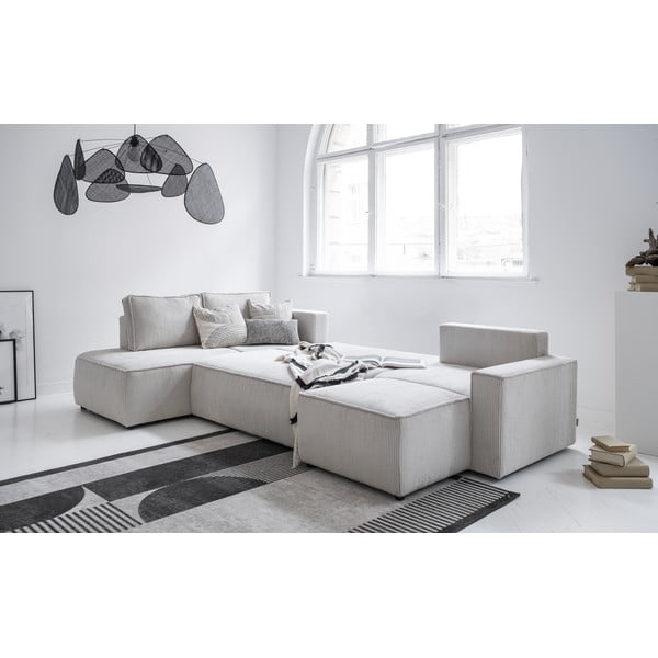 Bijela sklopiva kutna garnitura od samta (s lijevim kutom/u obliku slova "U") Brave Dave – Miuform-image-3