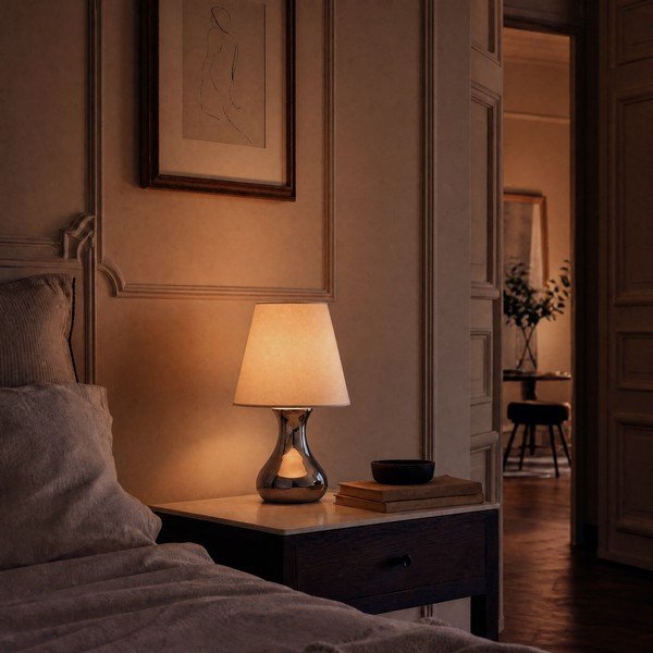 Krem/u srebrnoj boji metalna stolna lampa s tekstilnim sjenilom (visina 36 cm) Nell – Premier Housewares-image-1