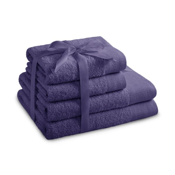 Ljubičasti pamučni set ručnika 4 kom od frotira Amari – Restilo