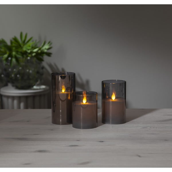 Siva LED voštana svijeća u Star Trading M-Twinkle staklu, visina 12,5 cm-image-2