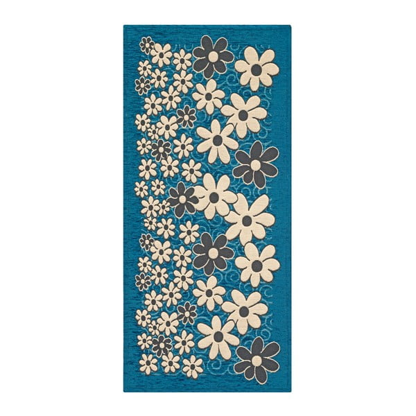 Plavi vrlo izdržljiv kuhinjski tepih Webtappeti Margherite Avio, 55 x 240 cm