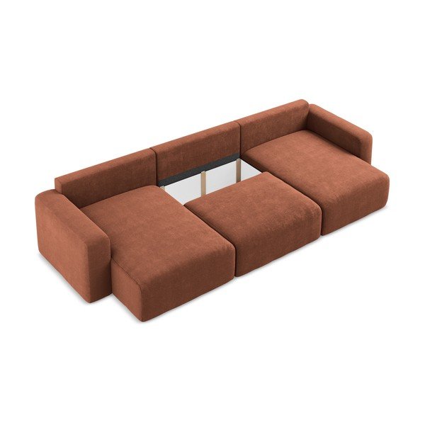 Sklopiva/s prostorom za odlaganje kutna garnitura od šenila boja terakote (u obliku slova "U") Kona – Makamii-image-4