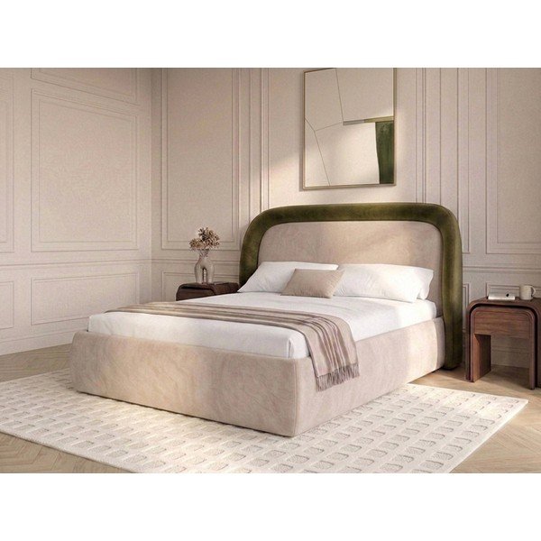 Zeleni tapecirani bračni krevet s prostorom za odlaganje s podnicom 160x200 cm Sam – Bobochic Paris-image-2