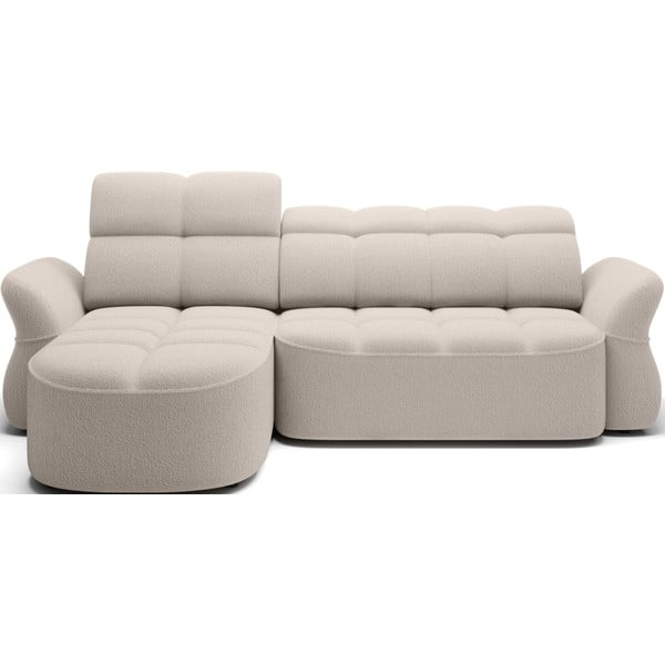 Bež sklopiva/s prostorom za odlaganje kutna garnitura od bouclé tkanine (s lijevim kutom/s ležaljkom) Beneth – ELTAP