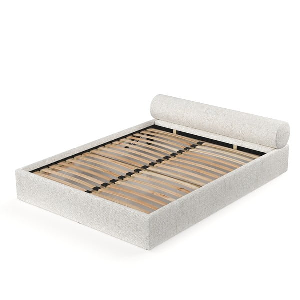 Krem tapecirani bračni krevet s prostorom za odlaganje s podnicom 200x200 cm Solvo – Maison de Rêve-image-3