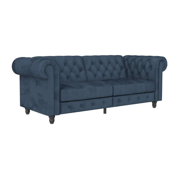 Tamno plava baršunasti sklopiva sofa 236 cm Felix – Støraa-image-2