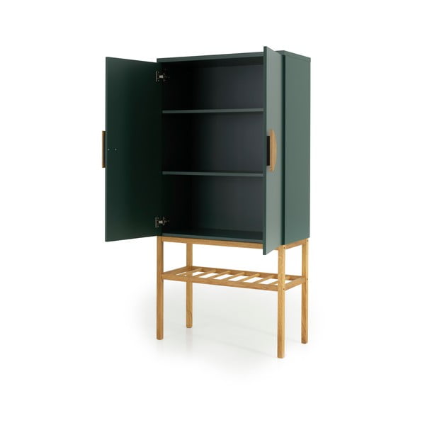 Zelena komoda s nogama od hrastovog drva Tenzo, visina 162 cm-image-3