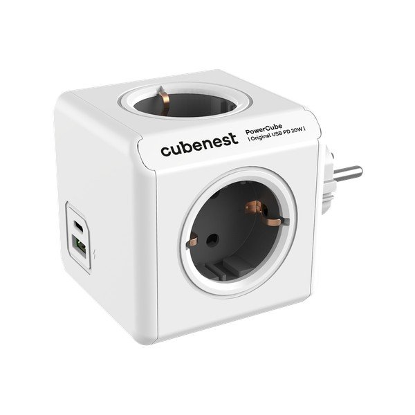 Razdjelnik utičnica 12 cm PowerCube Original USB Schuko – Cubenest