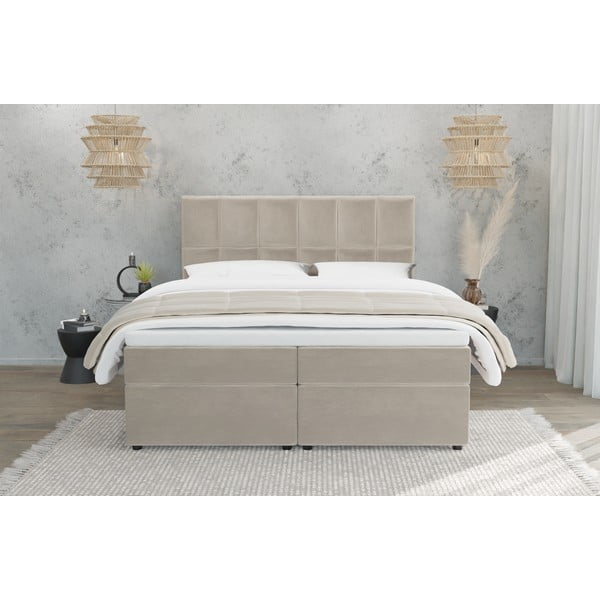 Bež boxspring krevet s prostorom za odlaganje 160x200 cm Flip – Ropez-image-2