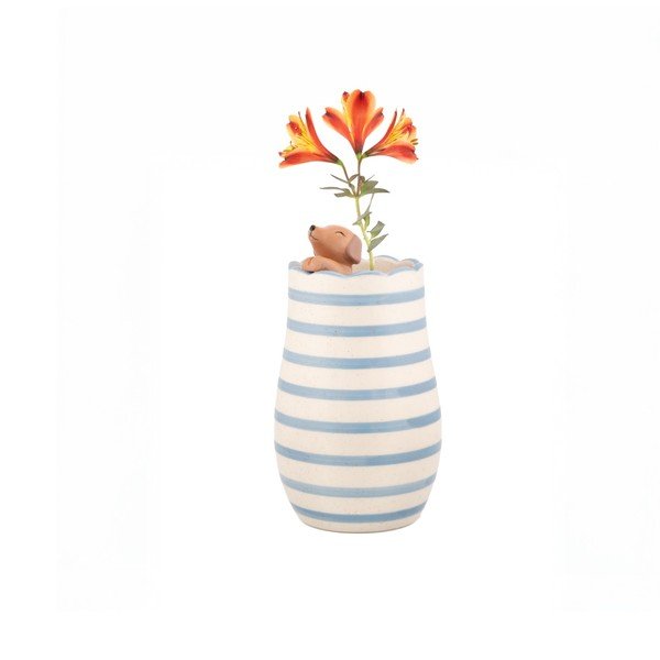 Bijela vaza od dolomita (visina 18,5 cm) Peeking Sausage Dog – Sass & Belle-image-3