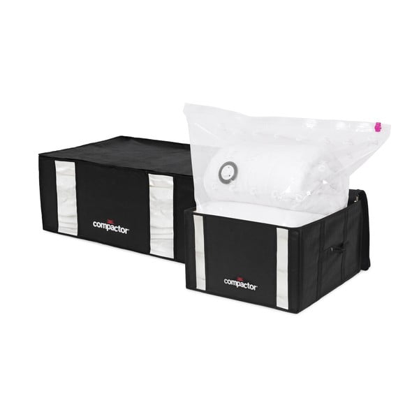 Vakuumske/ojačane tekstilne kutije za pohranu odjeće u setu 2 kom 50x65x27 cm Black Edition – Compactor