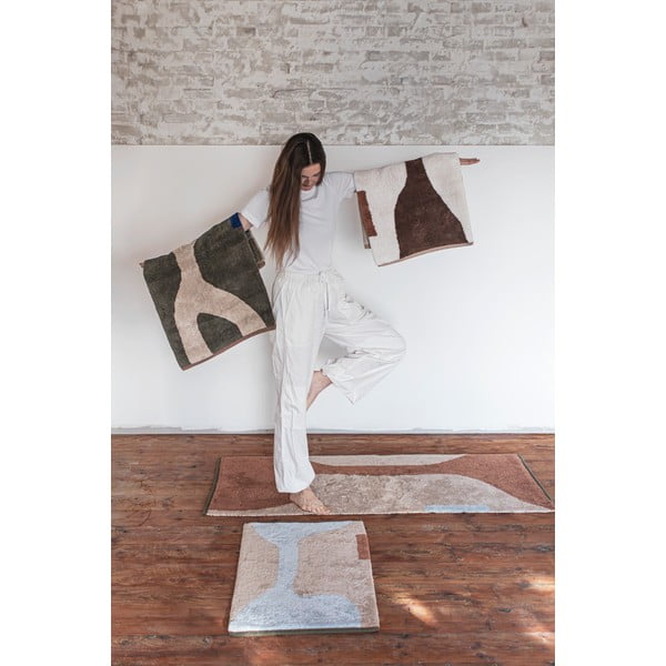 Bijeli/smeđi periv pamučan tepih 50x80 cm Figura – Mette Ditmer Denmark-image-3