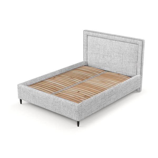 Svijetlo sivi tapecirani bračni krevet s prostorom za pohranu s podnicom 180x200 cm Baleine – Maison de Rêve-image-4