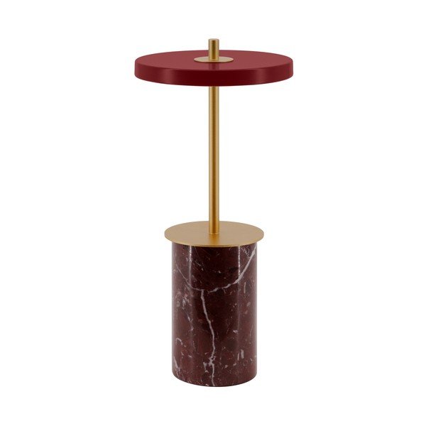 Crvena mramorna LED stolna lampa s mogućnosti zatamnjivanja s metalnim sjenilom (visina 25,5 cm) Asteria Move Mini – UMAGE