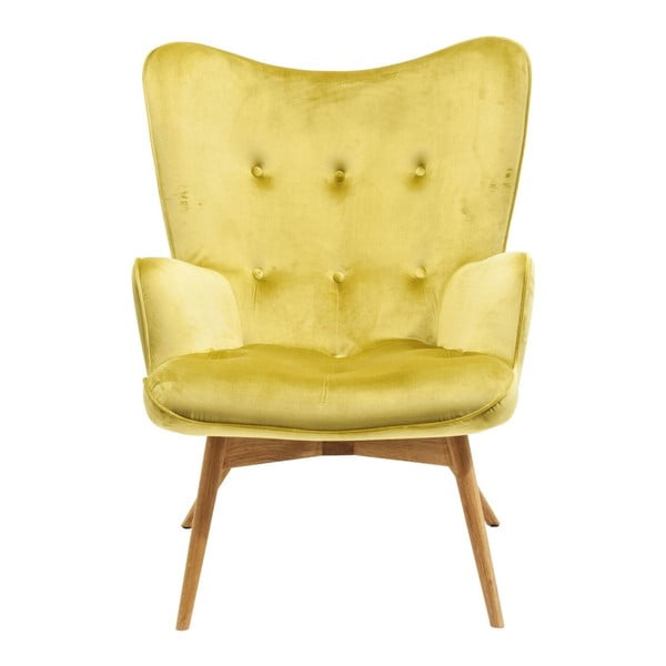 Zeleno-žuta fotelja Kare Design Vicky