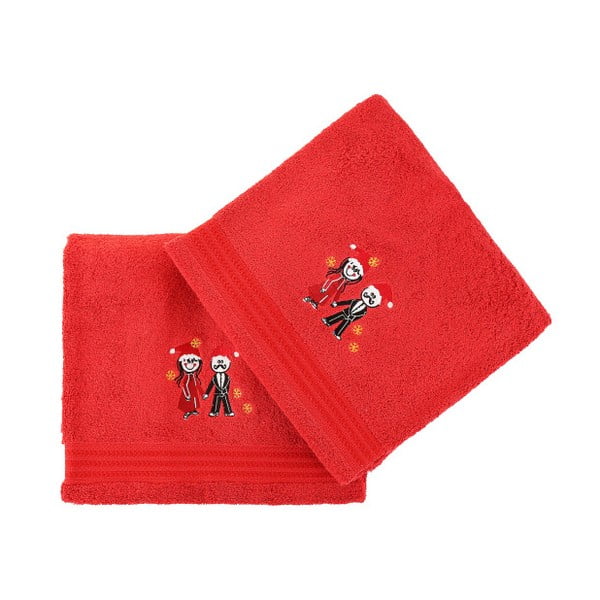 Set od 2 crvena pamučna ručnika Cift Red, 70 x 140 cm