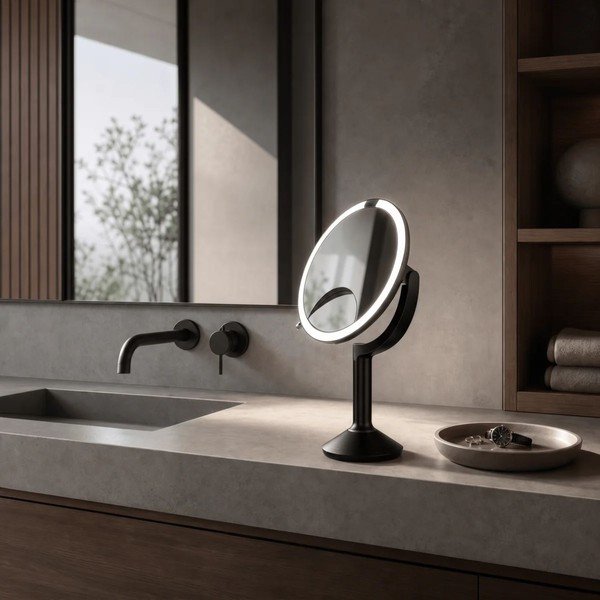 Kozmetičko ogledalo s osvjetljenjem/povećavajuće (s povećanjem 5x/s povećanjem 10x) ø 20 cm Trio – simplehuman-image-3