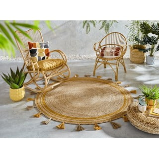 Smeđe-žuti tepih od jute Flair Rugs Istanbul, ⌀ 150 cm