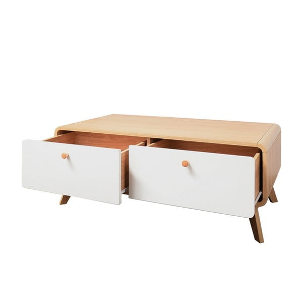 Bijela/u prirodnoj boji TV komoda u dekoru hrasta 100x40 cm Caitlin – Støraa-image-3