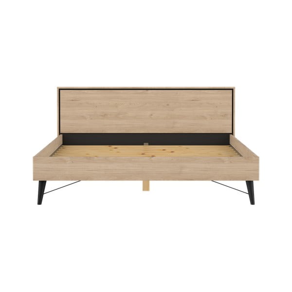 Bračni krevet u dekoru hrasta s podnicom 180x200 cm u prirodnoj boji Ry – Tvilum-image-2