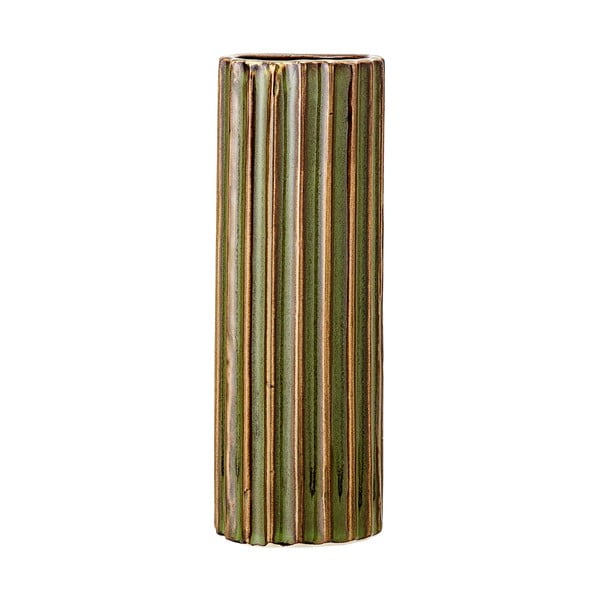 Zelena kamena vaza Bloomingville Stripes, visina 15 cm
