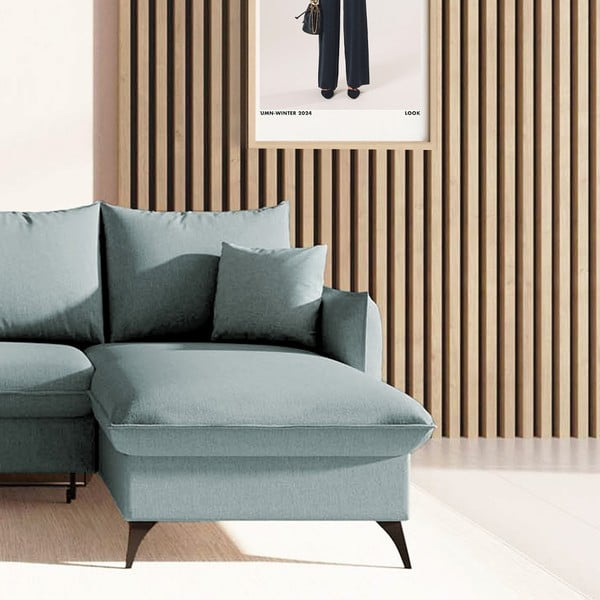 Svijetlo plava sklopiva/s prostorom za odlaganje kutna garnitura (s desnim kutom/s ležaljkom) Brim – Rodier-image-4