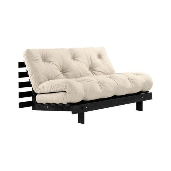 Siva/bež lanena sklopiva sofa 140 cm Roots Black Night – Karup Design