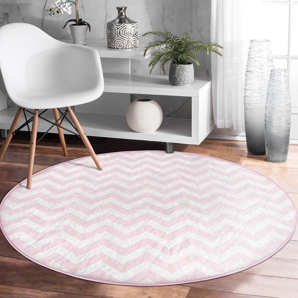 Svijetlo ružičasti periv/pogodan za robotski usisavač okrugli tepih ø 120 cm Comfort – Mila Home-image-3