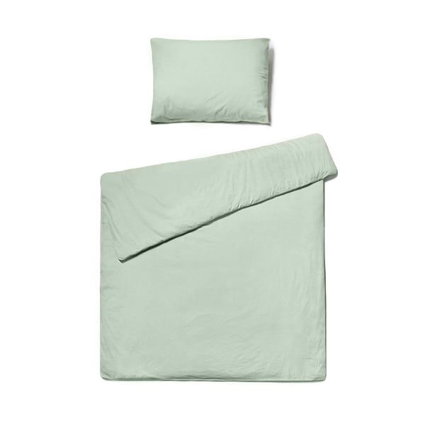 Kadulja zelena posteljina za krevet za jednu osobu od stonewashed pamuka Bonami Selection, 140 x 220 cm